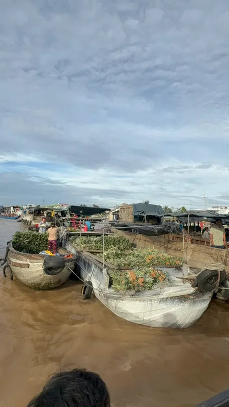 Ghe bán khóm dứa chở đầy tại Chợ Nổi Cái Răng
